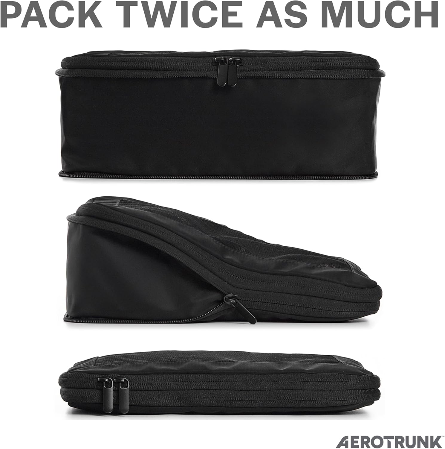 Aerotrunk Compression Packing Cubes for Travel - Luggage Organizer Bags - Double Zipper Packing Cubes for Suitcases (6-Pack